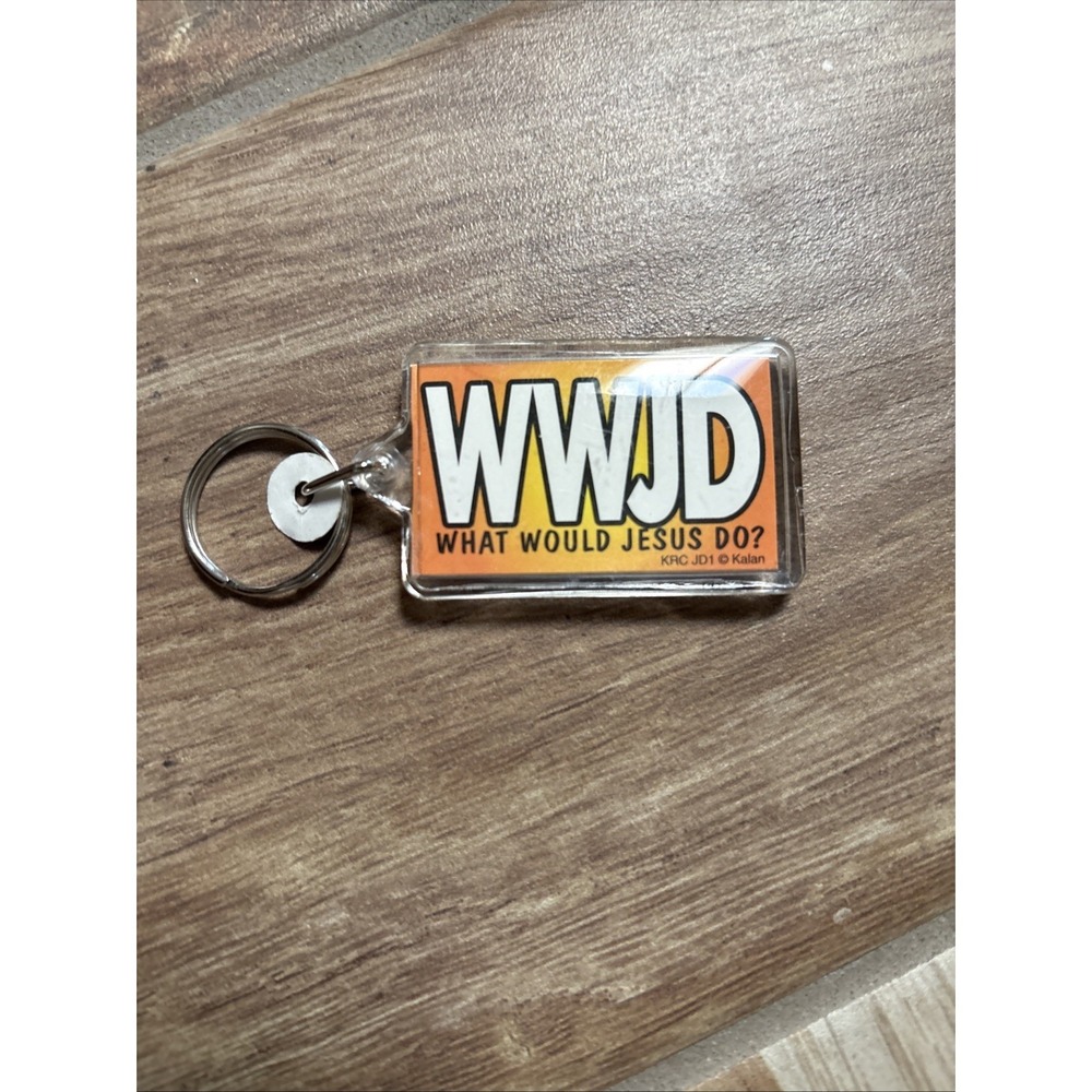 WWJD Key Chain Keyring‎ "What Would Jesus Do?" Keychain New Old Stock Vtg Orange